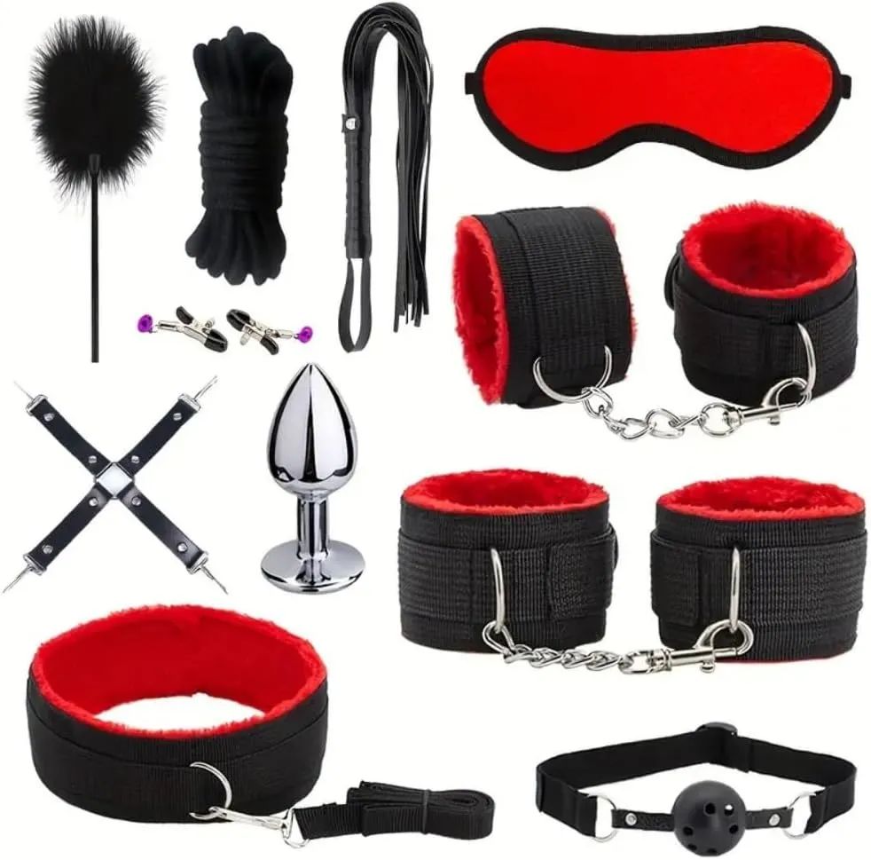 11 piezas de cuero ajustable negro y rojo - Oferta en Amazon